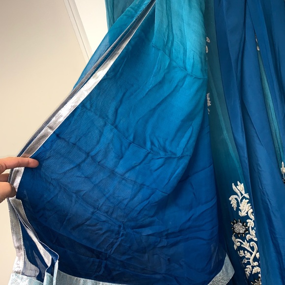 Blue ombré Pakistani Maxi dress frock EUC - Picture 6 of 8